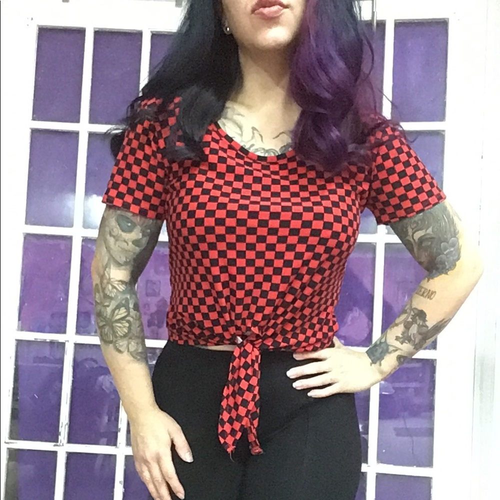 Checkered Tie Top